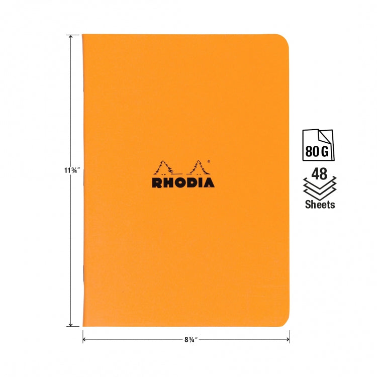 Rhodia A4 Large Size  Rhodia Side-Stapled Orange & Black Writing