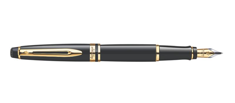 Waterman Expert Black Lacquer & Gold Fountain Pen | Pen Place